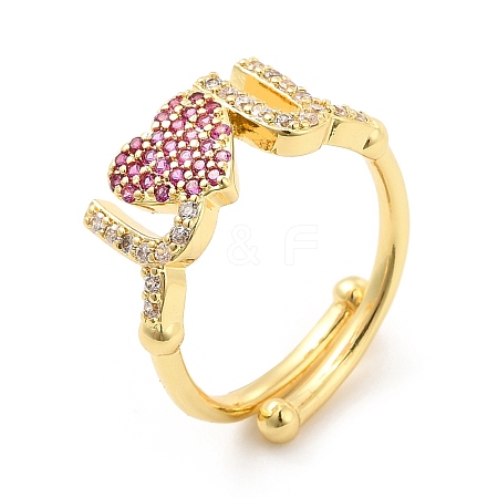 Rack Plating Brass Micro Pave Camellia Cubic Zirconia Rings RJEW-E064-12G-1