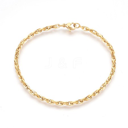 Ion Plating(IP) 304 Stainless Steel Rope Chain Bracelets BJEW-P235-15G-1