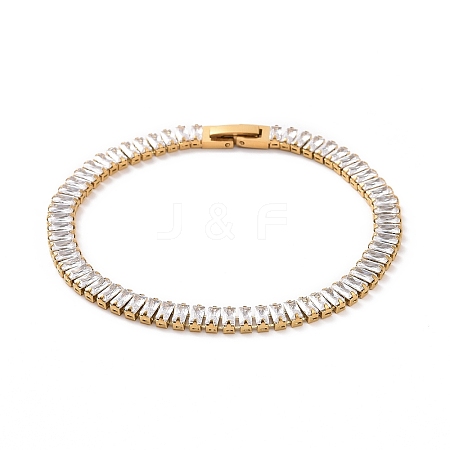 Clear Cubic Zirconia Tennis Bracelet BJEW-E009-03G-1