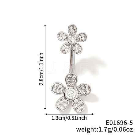 Shiny Sunflower Brass Full Crystal Rhinestone Belly Button Rings AG8892-5-1