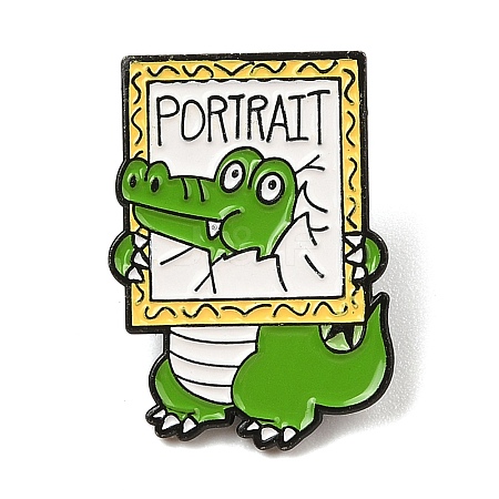 Funny Dinosaur with Portrait Alloy Enamel Pin Brooch for Backpack Clothes JEWB-R004-02EB-05-1