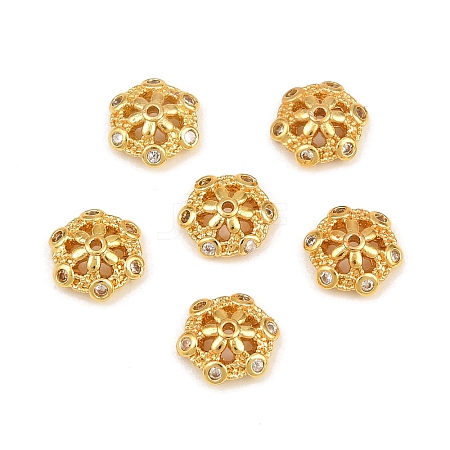 Brass Micro Pave Clear Cubic Zirconia Bead Caps LS-CU-CBA6A75-32G-1