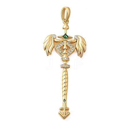 Brass Micro Pave Cubic Zirconia Big Pendants KK-B147-04G-11-1