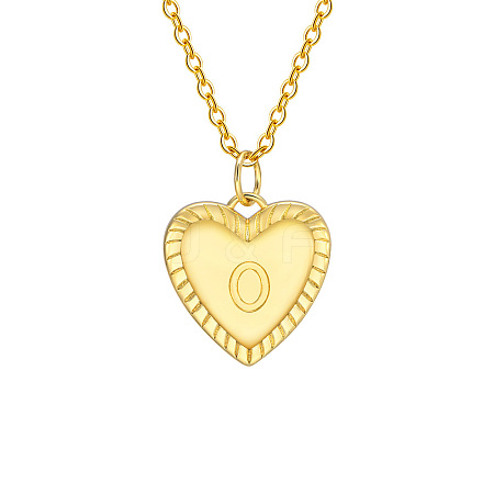 Golden Tone Brass Cable Chain Letter Heart Pendant Necklaces for Women PW-WG67FD6-15-1