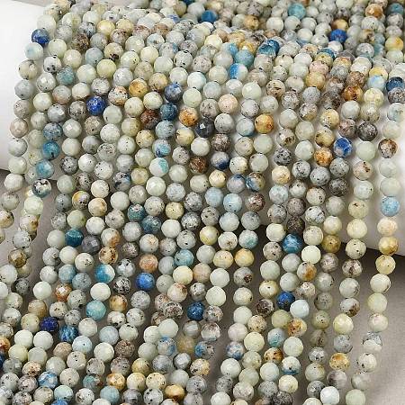 Natural Blue Azurite in Calcite Beads Strands LS-G-P618-4mm-01-1