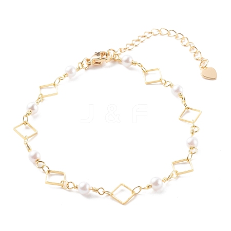 Brass Rhombus Link Chain Bracelets BJEW-JB06165-1