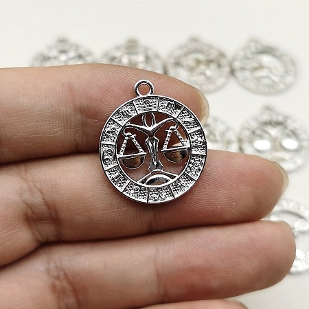 European and American 12 Zodiac Symbol Letter Image Graphic Inlaid Diamond Necklace Pendant DIY Accessories X-PW-WGDA156-05-1
