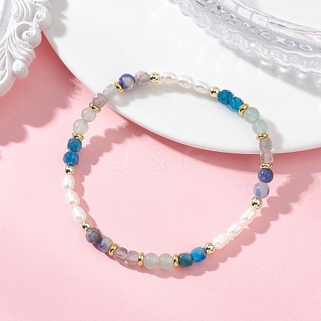 Natural Mixed Gemstone Beads Stretch Bracelets for Women BJEW-JB13316-02-1