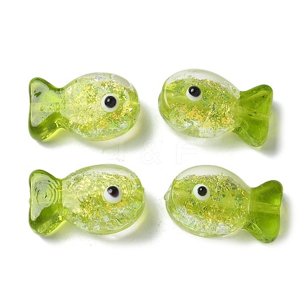 Handmade Foil Lampwork Fish Beads FOIL-Z001-01C-1