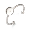 Non-Tarnish 304 Stainless Steel Open Cuff Ring Components X-STAS-I306-05A-P-1