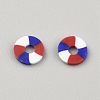 Polymer Clay Flat Round Beads PORC-WH0050-01-2