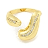 Brass Micro Pave Clear Cubic Zirconia Open Cuff Ring for Women RJEW-M173-13B-G-2