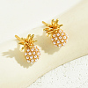 Elegant Pineapple Brass Stud Earrings DF3598-2