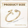 1Pc Brass Micro Pave Clear Cubic Zirconia Open Cuff Rings for Women RJEW-LP0002-37T-2