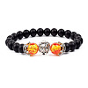 Natural Frosted Stone Round Beads Stretch Bracelets QM6104-16-1