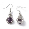 Natural Amethyst Gourd Dangle Earrings with Crystal Rhinestone EJEW-A092-04P-02-2