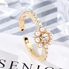 Brass Micro Pave Clear Cubic Zirconia Open Cuff Rings for Women RJEW-R011-04G-1