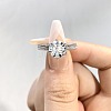 Rhodium Plated 925 Sterling Silver Pave 5.1x3.1mm Moissanite Finger Rings for Women WG36A3D-17-3