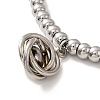 201 Stainless Steel Interlocking Knot with Plastic Pearl Charm Bracelet with Round Beads for Women BJEW-B057-01P-3