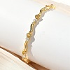 Brass Micro Pave Clear Cubic Zirconia Heart & Twist Link Chain Bracelets for Women BJEW-G764-06G-1