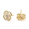 Clear Cubic Zirconia Flower Stud Earrings KK-D080-23G-2