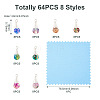 64Pcs 8 Styles Glass & Alloy Pendants PALLOY-TA00177-4