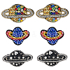6Pcs 3 Styles Glass Rhinestone & Wool Planet Brooches JEWB-FH00040-1