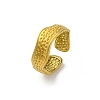 Textured Wave 304 Stainless Steel Open Cuff Rings for Women RJEW-M019-09G-2