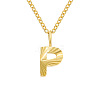 Personalized Stainless Steel Textured Alphabet Initial Pendant Necklaces for Women Men RF0956-16-1