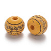 Painted Natural Wood Beads X-WOOD-N006-02A-09-2