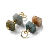 Natural Indian Agate Cuboid Beaded Pendants STAS-C120-02G-03-2