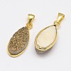Drop Natural Electroplated Druzy Agate Pendants G-M249-08-2