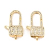 Square Brass Micro Pave Clear Cubic Zirconia Lobeter Claw Clasps KK-C162-018G-1