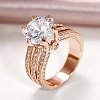 Brass Micro Pave Cubic Zirconia Finger Rings for Women FS-WGB56BB-18-1