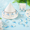 30Pcs Transparent Glass Flower Pendants with Deep Sky Blue Acrylic Leaf PALLOY-TAC0241-8