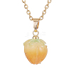 Flower Epoxy Resin Pendant Necklaces NJEW-JN05047-4