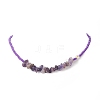 Natural Gemstone Chips & Glass Seed Beaded Necklace for Women NJEW-JN04200-4