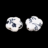 Floral Printed Porcelain Beads PORC-Q166-1-4
