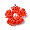 Glass Seed Beaded Daisy Pendants PALLOY-MZ00462-05-1