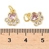 Brass Pave Cubic Zirconia Paw Print Charms KK-I355-17G-08-3
