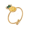 Adjustable 304 Stainless Steel Enamel Cuff Rings for Women RJEW-B152-01G-02-5