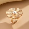 Flower Alloy & Iron & Plastic Pearl Finger Rings for Women FS-WGD80DA-07-1