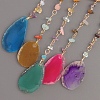 7 Chakra Copper Wire Wrapped Natural & Synthetic Mixed Stone Chips Tree of Life Suncatchers HJEW-F027-06-4