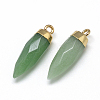 Natural Green Aventurine Pointed Pendants G-Q495-10G-2