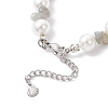 Natural Labradorite Chip & Glass Shell Round Beaded Bracelets BJEW-JB12317-03-4