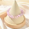 Natural Kunzite & Brass Stretch Beaded Bracelets for Women BJEW-JB14003-2