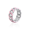 Stainless Steel Enamel Curb Chains Finger Rings WJ4756-9-1