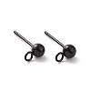 304 Stainless Steel Ball Stud Earring Findings STAS-G099-09B-3