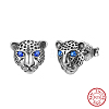 925 Sterling Silver Micro Pave Cubic Zirconia Stud Earrings STER-P065-06AS-1