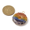 Chakra Gemstone Donut Copper Wire Wrapped Pendants PALLOY-TA00054-2